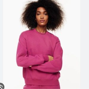 Aritzia TNA Cozy Fleece Perfect Crew Sweatshirt Bold Fuchsia